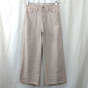 RAFFAELLO ROSSI TRENDLINE "CECILLE" BEIGE RAW HEM WIDE LEG JEAN EUC